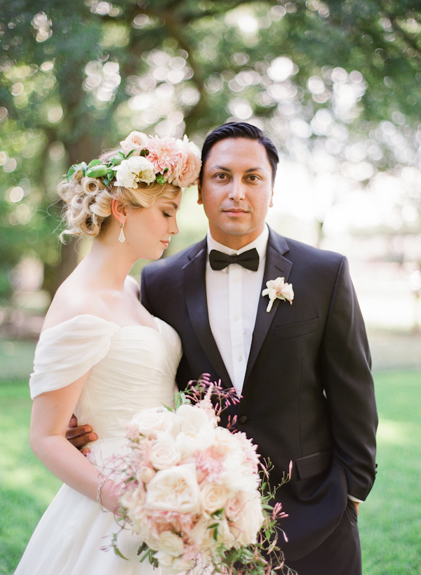 floral crown bridal style with photos from Taylor Lord Photography | via junebugweddings.com