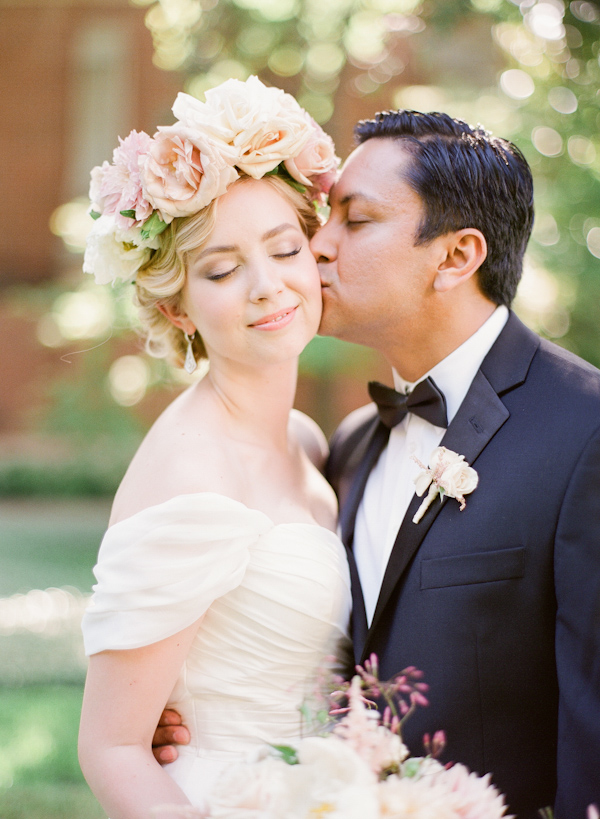 floral crown bridal style with photos from Taylor Lord Photography | via junebugweddings.com