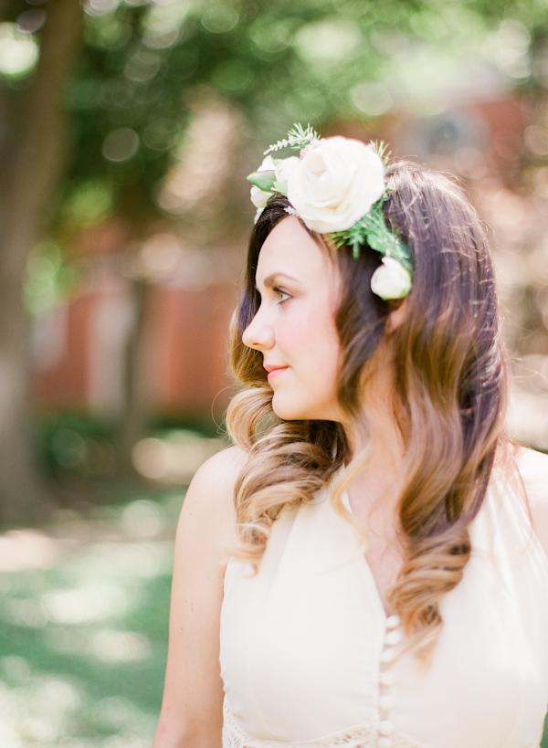 floral crown bridal style with photos from Taylor Lord Photography | via junebugweddings.com