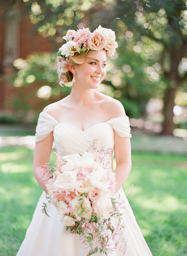 floral crown bridal style with photos from Taylor Lord Photography | via junebugweddings.com