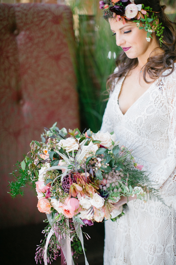 boho chic wedding inspiration photo shoot, photo by Kimberly Chau Photography | via junebugweddings.com