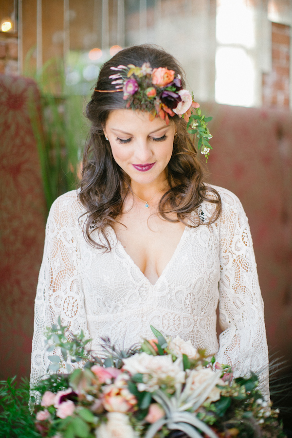 boho chic wedding inspiration photo shoot, photo by Kimberly Chau Photography | via junebugweddings.com