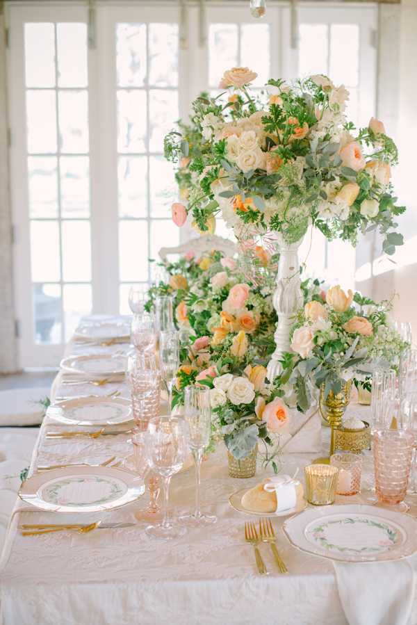 lovely peach and cream wedding inspiration photo shoot from Peony & Plum, photo by Krista Mason | via junebugweddings.com