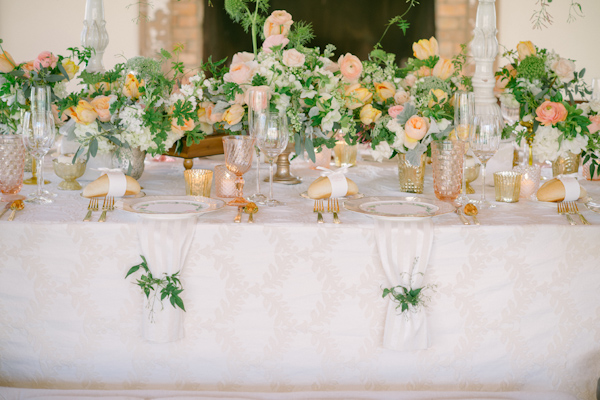 lovely peach and cream wedding inspiration photo shoot from Peony & Plum, photo by Krista Mason | via junebugweddings.com