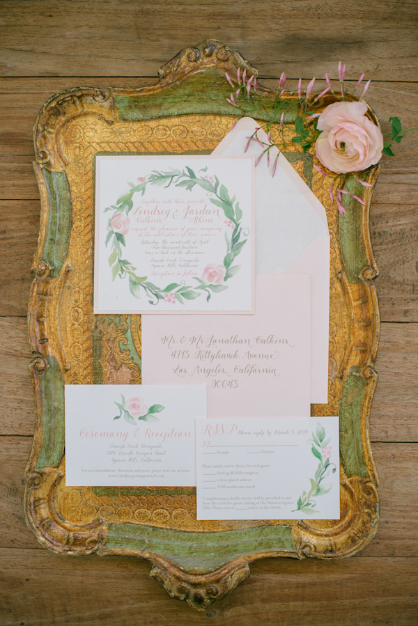 lovely peach and cream wedding inspiration photo shoot from Peony & Plum, photo by Krista Mason | via junebugweddings.com