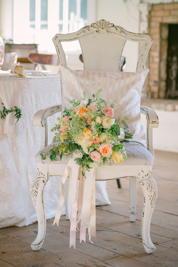 lovely peach and cream wedding inspiration photo shoot from Peony & Plum, photo by Krista Mason | via junebugweddings.com