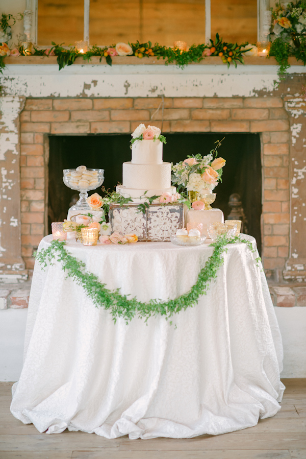 lovely peach and cream wedding inspiration photo shoot from Peony & Plum, photo by Krista Mason | via junebugweddings.com