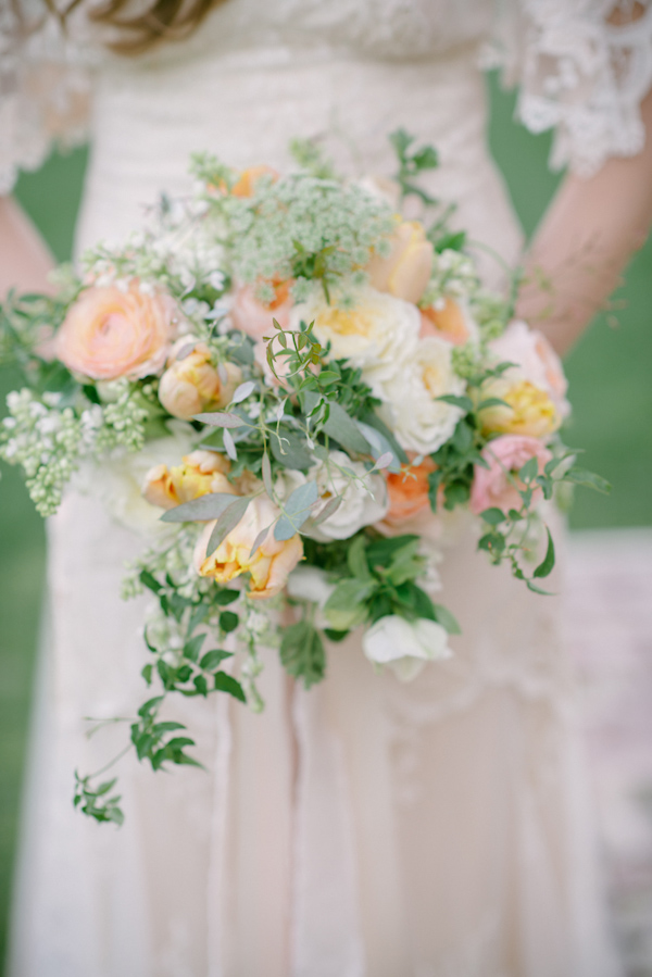 lovely peach and cream wedding inspiration photo shoot from Peony & Plum, photo by Krista Mason | via junebugweddings.com