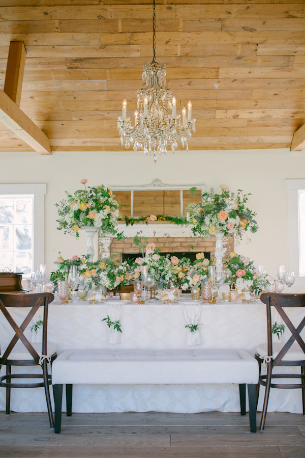 lovely peach and cream wedding inspiration photo shoot from Peony & Plum, photo by Krista Mason | via junebugweddings.com