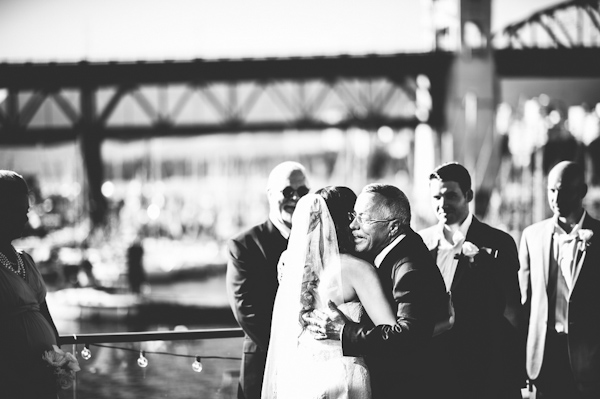 romantic wedding at Bridges Restaurant in Vancouver, BC, photo by Dallas Kolotylo Photography | via junebugweddings.com