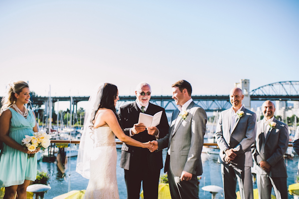 romantic wedding at Bridges Restaurant in Vancouver, BC, photo by Dallas Kolotylo Photography | via junebugweddings.com