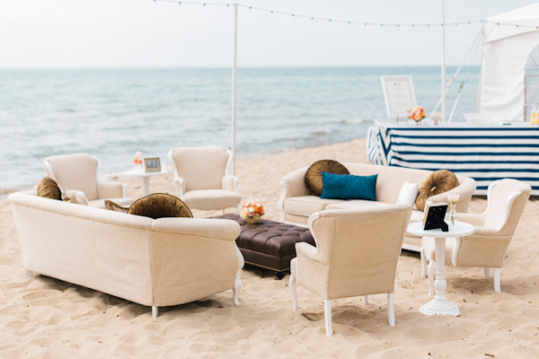 coral and navy nautical wedding on Lake Michigan, photo by Harrison Studio | via junebugweddings.com