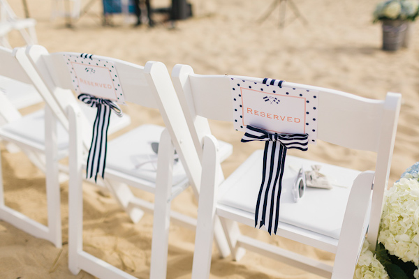 coral and navy nautical wedding on Lake Michigan, photo by Harrison Studio | via junebugweddings.com