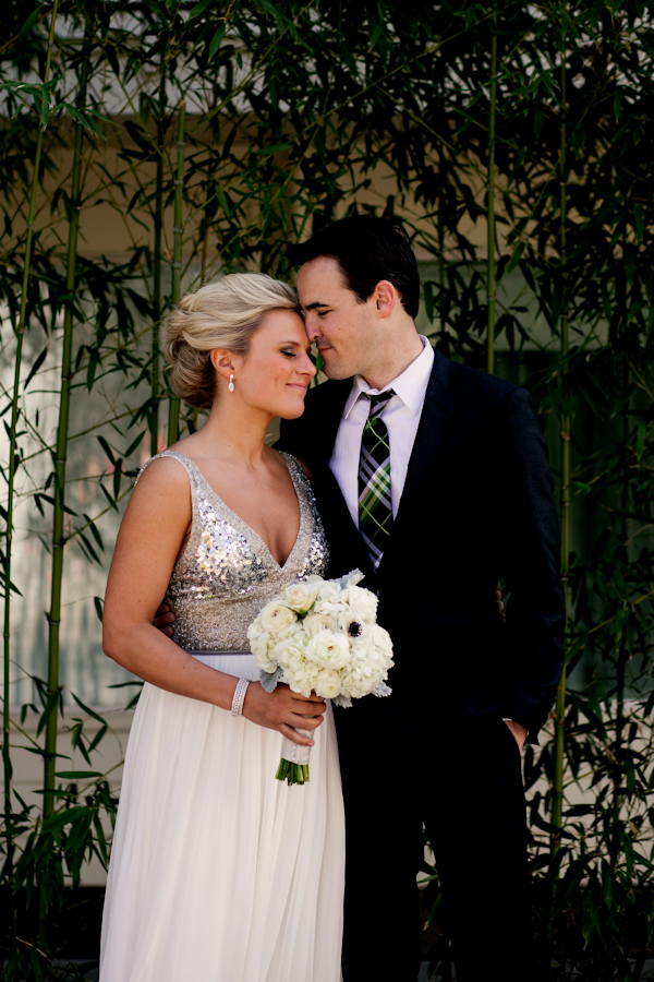 glittery gold bridal style, photo by Stark Photography | via junebugweddings.com