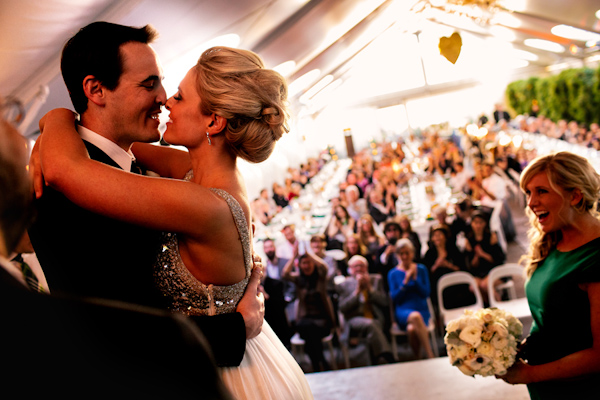 glittery gold bridal style, photo by Stark Photography | via junebugweddings.com