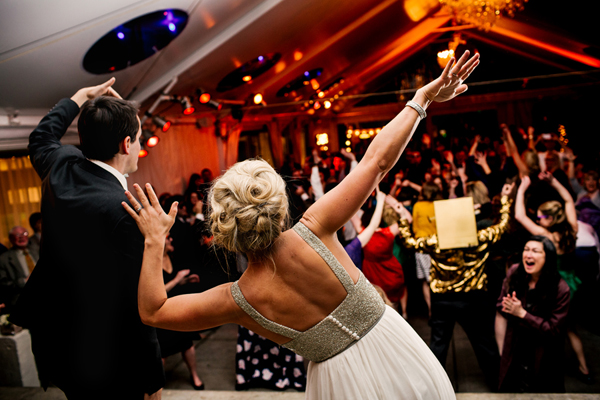 glittery gold bridal style, photo by Stark Photography | via junebugweddings.com