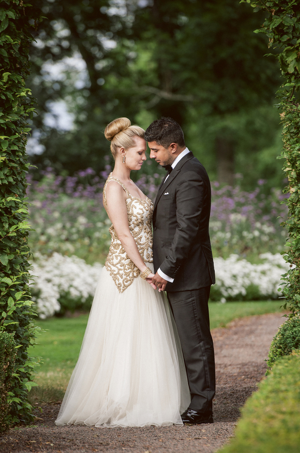 sophisticated multicultural fusion bridal style, photo by Anna Lauridsen Kullafoto | via junebugweddings.com