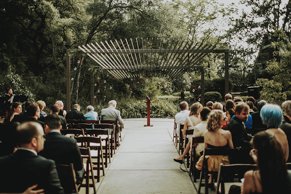 garden wedding ceremony, photo by Bradford Martens | via junebugweddings.com