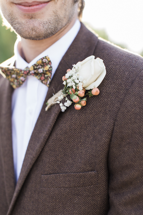 rustic boutonniere, photo by Rachel Solomon | via junebugweddings.com