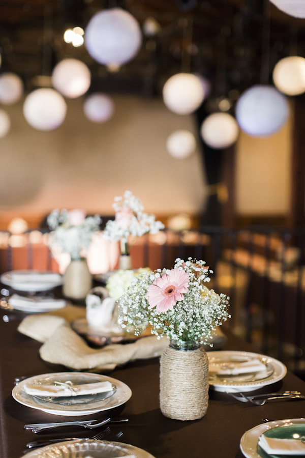 rustic wedding reception decor, photo by Rachel Solomon | via junebugweddings.com