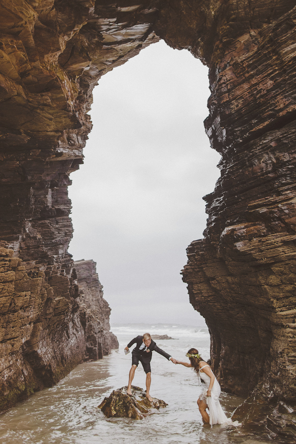 destination elopement on the Playa de las Catedrales in Spain, photo by Ed Peers | via junebugweddings.com