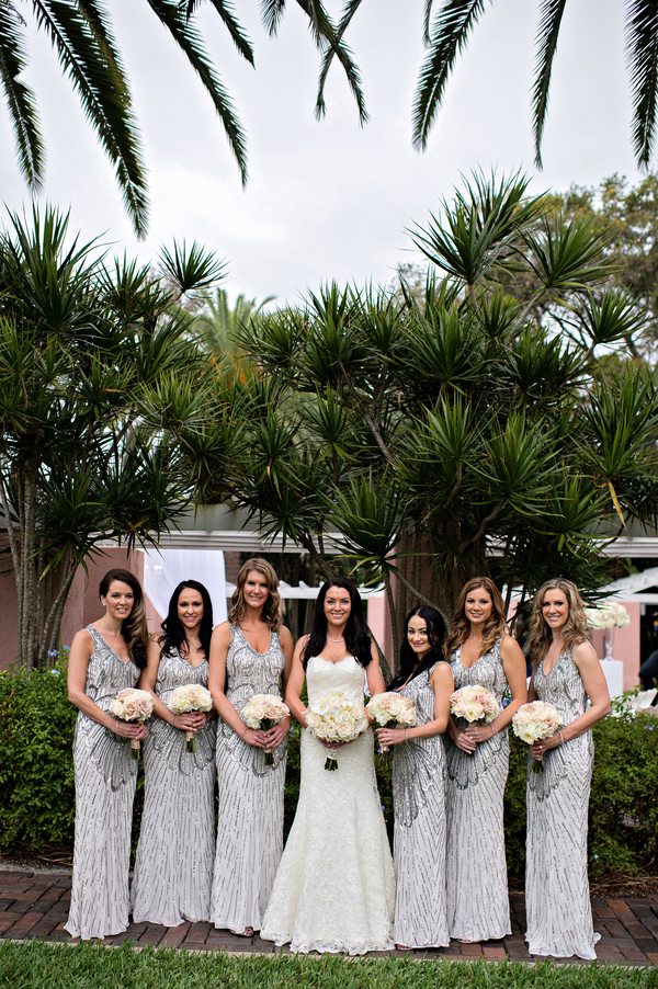 glamorous bridal party style, photo by Kristen Weaver Photography | via junebugweddings.com