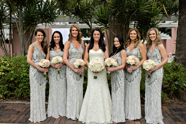 glamorous bridal party style, photo by Kristen Weaver Photography | via junebugweddings.com