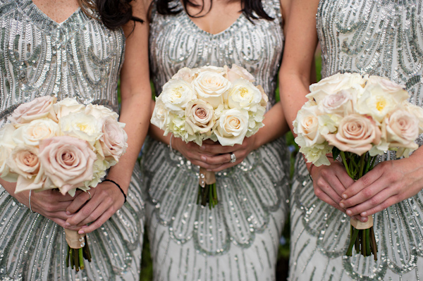 glamorous bridal party style, photo by Kristen Weaver Photography | via junebugweddings.com