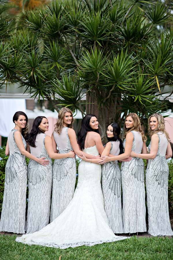 glamorous bridal party style, photo by Kristen Weaver Photography | via junebugweddings.com