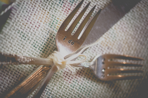 I do bride and groom forks, photo by Still55 Photography | via junebugweddings.com