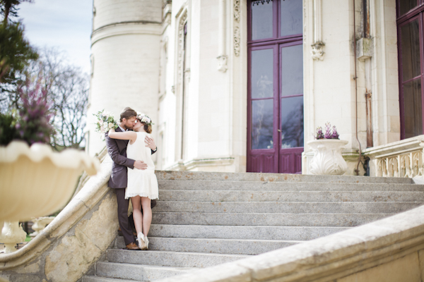 Parisian elopement inspiration photo shoot at the Château de Challain, photo by Cat Hepple Photography | via junebugweddings.com