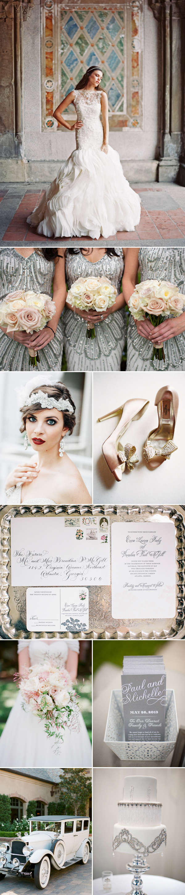 silver and blush wedding color palette inspiration board | via junebugweddings.com