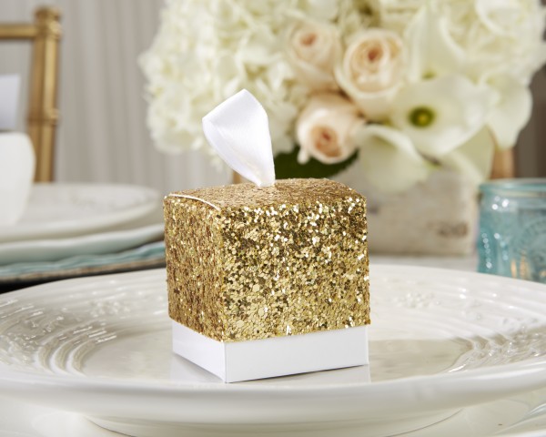 Kate Aspen gold glitter favor box