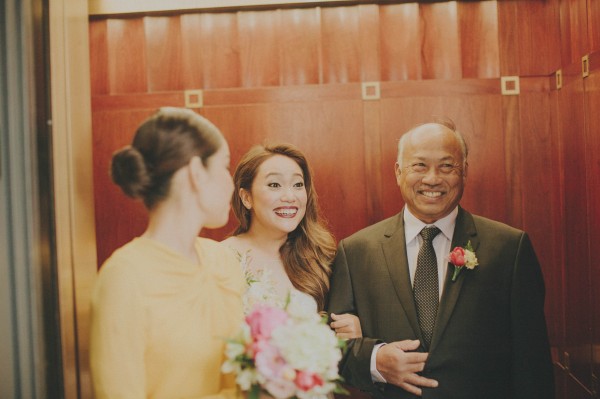 adorable excited bride and her father