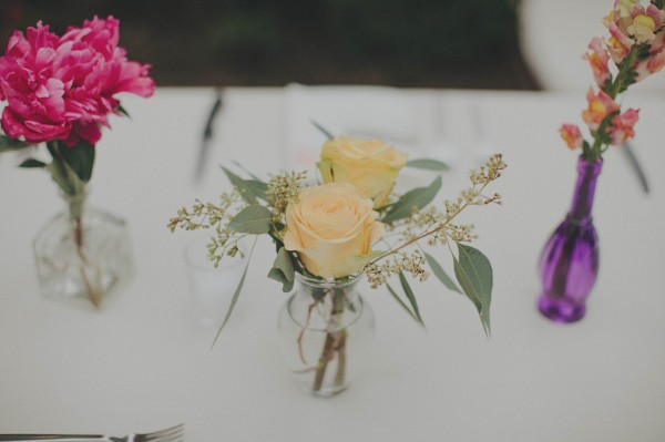 yellow and pink reception flowers