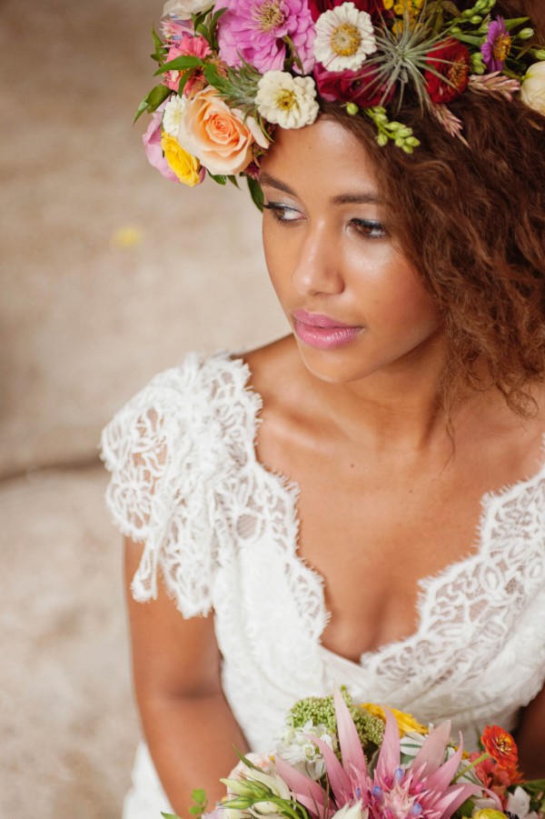vintage bride and floral crown