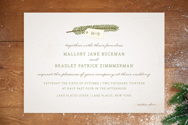 evergreen wedding invitation from minted | via junebugweddings.com