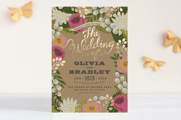 floral canopy foil-pressed wedding invitation from minted | via junebugweddings.com