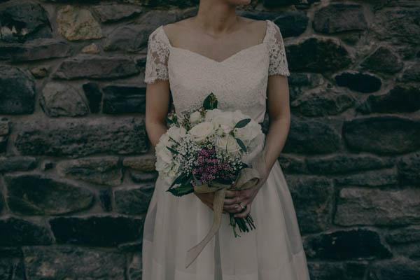 elegant DIY wedding bridal style and bouquet, photo by Storytellers & Co. | via junebugweddings.com