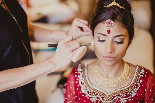 traditional Indian bride getting ready