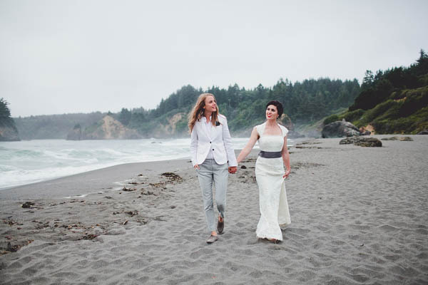 same-sex couple beach wedding portrait