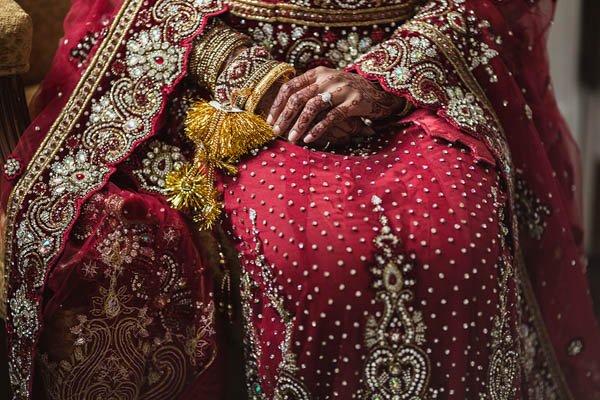 intricate traditional Indian wedding dress