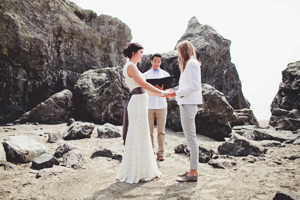 romantic California coast same-sex wedding ceremony vows