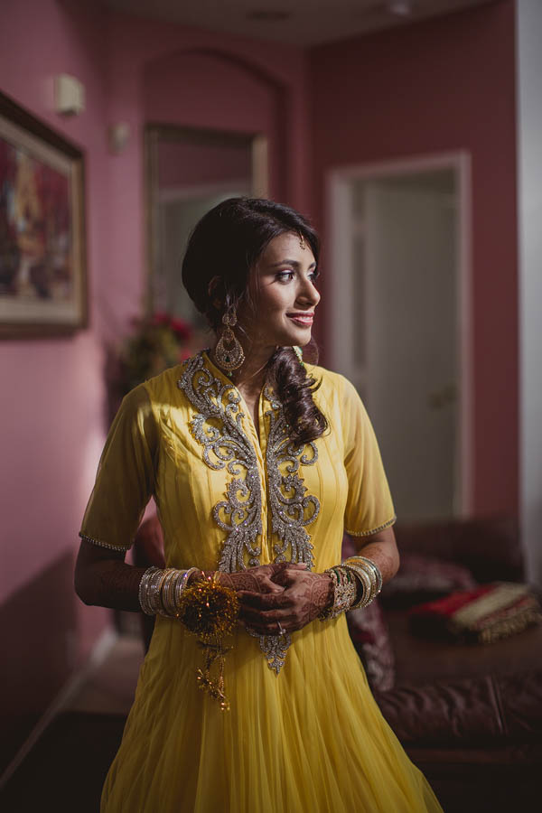 stunning yellow Indian ceremony bridal dress and accessories