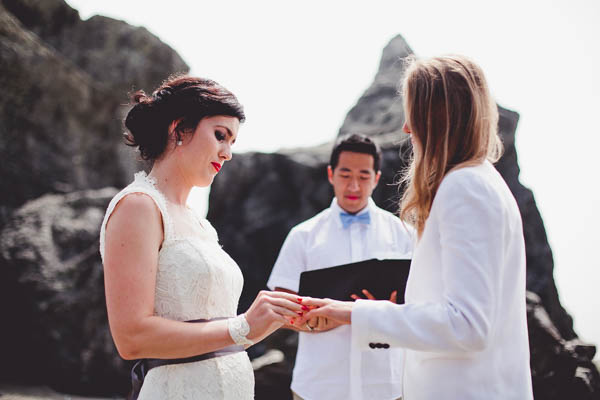 same-sex wedding ceremony ring exchange