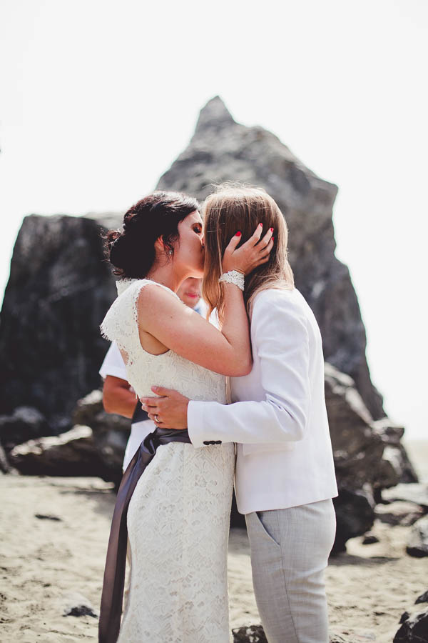 same-sex wedding ceremony kiss