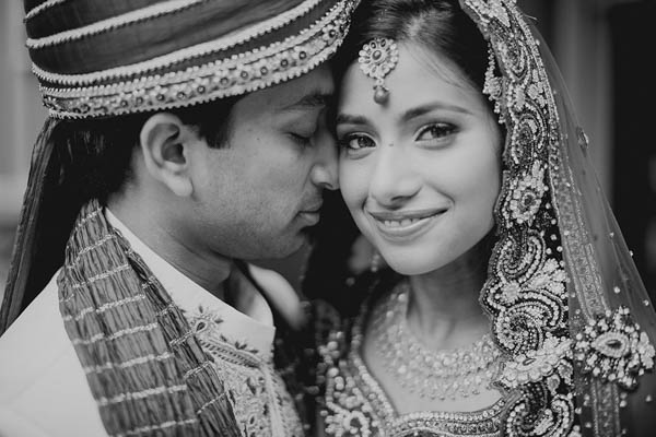 traditional Indian wedding couple's portrait