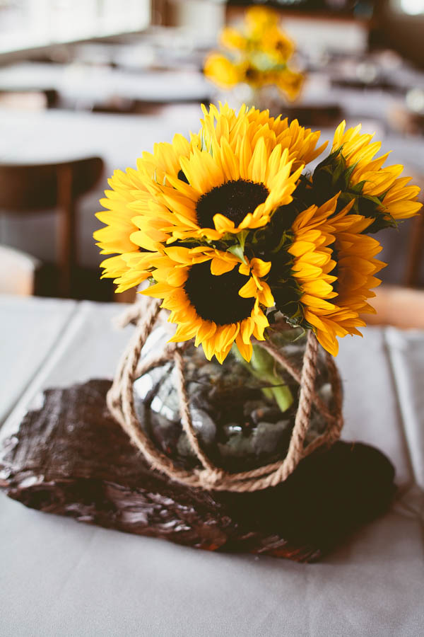 simple beach wedding sunflowers decor