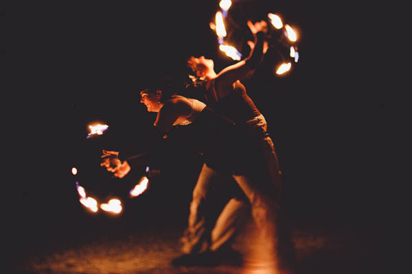 wedding reception fire dancers