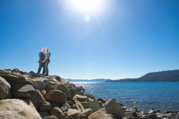 same sex wedding portrait by Lake Tahoe